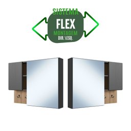 Armário Espelheira para Banheiro com 2 Portas e Nichos - 7