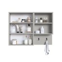 Ver imagem 2 de Armário Espelheira para Banheiro com 2 Portas e Nichos Off White/Arenas