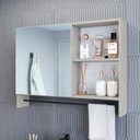 Ver imagem 1 de Armário Espelheira para Banheiro com 1 Porta 1 Toalheiro e Nichos Off White/Arenas