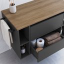 Ver imagem 5 de Gabinete de Banheiro Suspenso 80cm com 4 Nichos 1 Toalheiro 1 Porta 1 Gaveta BH8010 Preto/Mel/Grafite