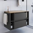 Ver imagem 1 de Gabinete de Banheiro Suspenso 80cm com 4 Nichos 1 Toalheiro 1 Porta 1 Gaveta Bh8010