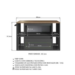 Gabinete de Banheiro Suspenso 80cm com 4 Nichos 1 Toalheiro 1 Porta 1 Gaveta Bh8010 - 7