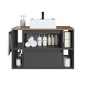 Ver imagem 5 de Gabinete de Banheiro Suspenso 80cm com 4 Nichos 1 Toalheiro 1 Porta 1 Gaveta BH8010 com Cuba Preto/Mel/Grafite