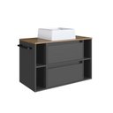 Ver imagem 3 de Gabinete de Banheiro Suspenso 80cm com 4 Nichos 1 Toalheiro 1 Porta 1 Gaveta BH8010 com Cuba Preto/Mel/Grafite