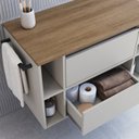 Ver imagem 2 de Gabinete de Banheiro Suspenso 80cm com 4 Nichos 1 Toalheiro 1 Porta 1 Gaveta Bh8010