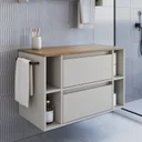 Ver imagem 1 de Gabinete de Banheiro Suspenso 80cm com 4 Nichos 1 Toalheiro 1 Porta 1 Gaveta Bh8010