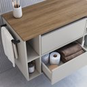 Ver imagem 2 de Gabinete de Banheiro Suspenso 80cm com 4 Nichos 1 Toalheiro 1 Porta 1 Gaveta Bh8010