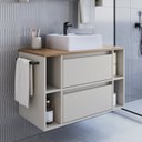 Ver imagem 1 de Gabinete de Banheiro Suspenso 80cm com 4 Nichos 1 Toalheiro 1 Porta 1 Gaveta Bh8010 com Cuba