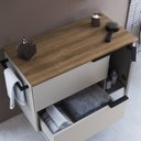 Ver imagem 2 de Gabinete de Banheiro Suspenso 80cm com 1 Toalheiro 2 Portas e 1 Gaveta Bh8020