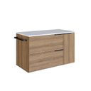 Ver imagem 2 de Gabinete de Banheiro Suspenso 80cm com 1 Toalheiro 2 Portas e 1 Gaveta BH8020 Marrom/Mel/Branco