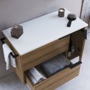 Ver imagem 5 de Gabinete de Banheiro Suspenso 80cm com 1 Toalheiro 2 Portas e 1 Gaveta BH8020 Marrom/Mel/Branco