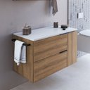 Ver imagem 1 de Gabinete de Banheiro Suspenso 80cm com 1 Toalheiro 2 Portas e 1 Gaveta Bh8020