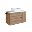 Ver imagem 3 de Gabinete de Banheiro Suspenso 80cm com 1 Toalheiro 2 Portas e 1 Gaveta BH8020 com Cuba Marrom/Mel/Branco