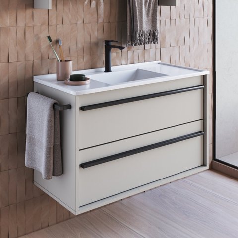 Gabinete de Banheiro Suspenso 80cm com 1 Toalheiro 1 Porta e 1gaveta com Lavatório