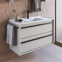 Ver imagem 1 de Gabinete de Banheiro Suspenso 80cm com 1 Toalheiro 1 Porta e 1gaveta com Lavatório