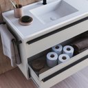 Ver imagem 2 de Gabinete de Banheiro Suspenso 80cm com 1 Toalheiro 1 Porta e 1gaveta com Lavatório