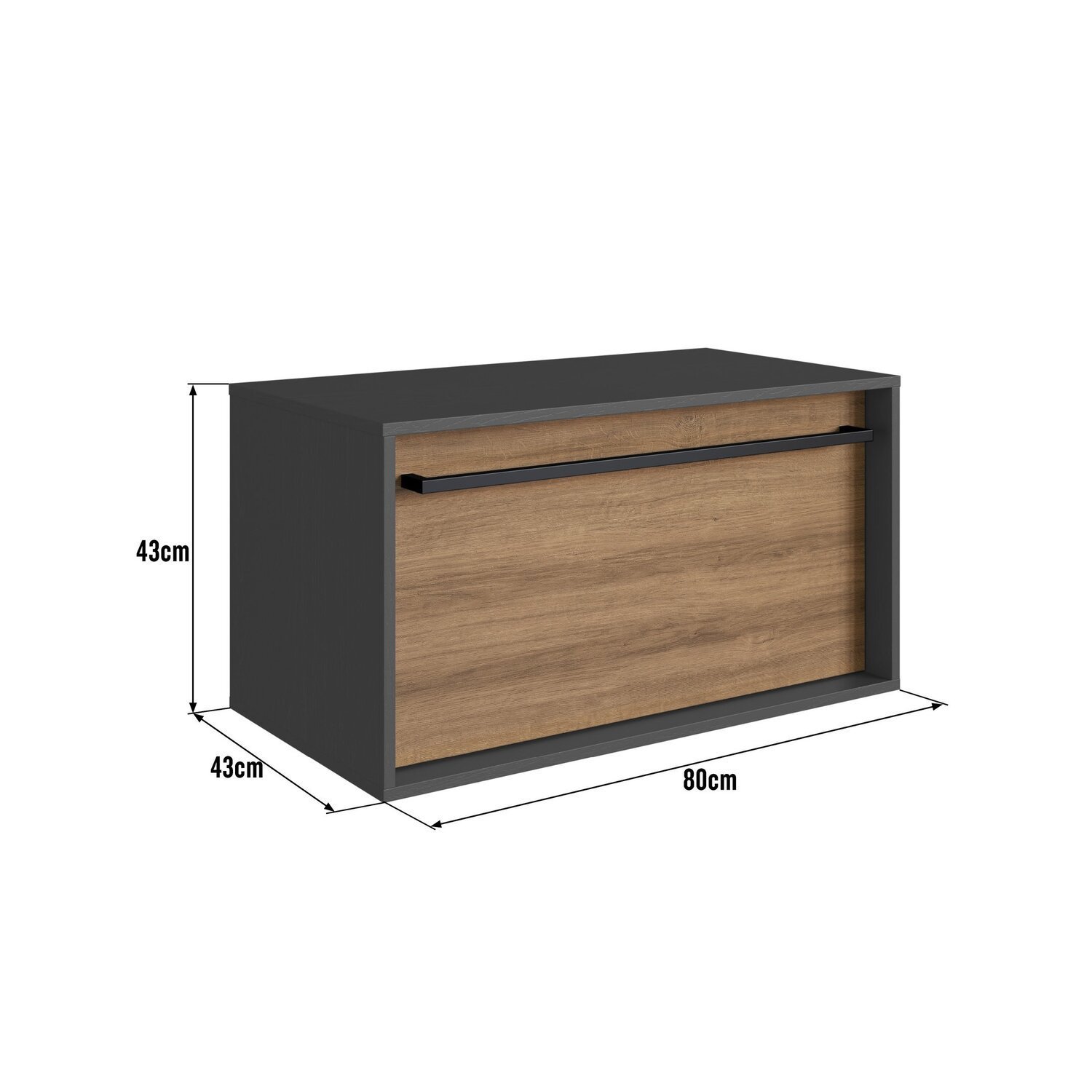 Gabinete de Banheiro Suspenso 80cm com 1 Gavetão Puxador Toalheiro - 4