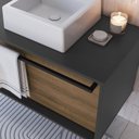 Ver imagem 5 de Gabinete de Banheiro Suspenso 80cm com 1 Gavetão Puxador Toalheiro Preto/Mel/Grafite