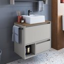 Ver imagem 1 de Gabinete de Banheiro Suspenso 60cm com 1 Nicho 1 Toalheiro 1 Porta e 1 Gaveta com Cuba