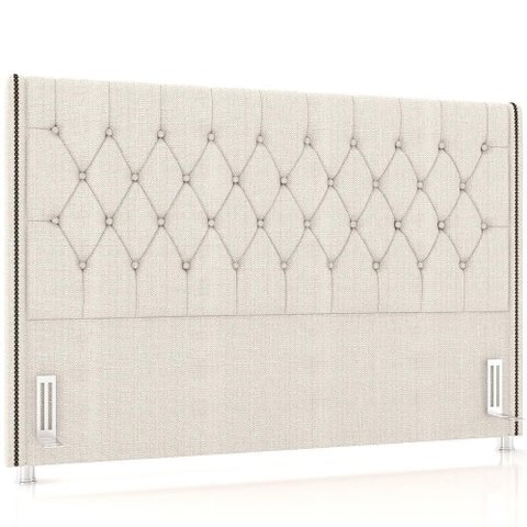 Cabeceira Cama Box King 195cm Estofada Frizza P05 Linho Creme