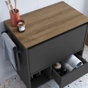 Ver imagem 6 de Gabinete de Banheiro Suspenso 60cm com 1 Nicho 1 Toalheiro 1 Porta e 1 Gaveta Preto/Mel/Grafite