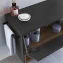 Ver imagem 2 de Gabinete de Banheiro Suspenso 80cm com 1 Nicho 1 Toalheiro 1 Porta Preto/Mel/Grafite