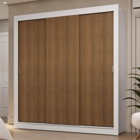 Guarda-roupa Casal 3 Portas de Correr Branco/rustic Sublime Madesa