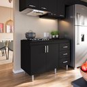 Ver imagem 1 de Balcão para Cooktop 1,20m 5 Bocas 2 Portas e 3 Gavetas Turim Preto