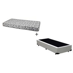 Cama Box Solteiro 88 Tecido Sintético Branco com Colchão Nápoles Espuma D33 54x88x188 - 1