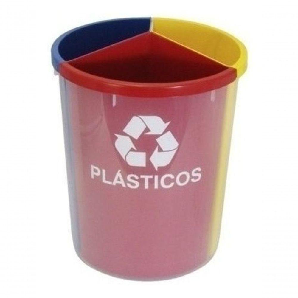 Lixeira Mix com 3 Divisões 30 Litros Cor:vermelho-azul-amarelo - 1