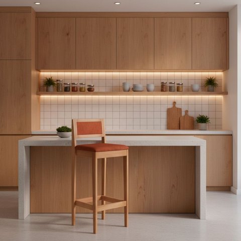 Kit 6 Banquetas Assento Encosto Estofado em Sintetico Hellen:mel com Sintetico Whisky