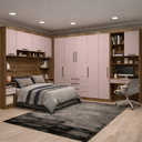 Ver imagem 1 de Guarda Roupa Modulado Casal 1,38 M Canto com Escrivaninha Paris Luciane M11:rosa