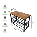 Ver imagem 5 de Banco Sapateira Multiuso Hall de Entrada Organizador 6 Pares Aço Madeira