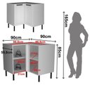 Ver imagem 4 de Balcão de Canto sem Tampo em L com 2 Portas e 2 Prateleiras 90cm TM1302 MDF Grazi Branco
