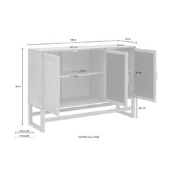 Aparador Buffet de Madeira com 3 Portas com Palhinha Coleção Blanco Acapulco - 5