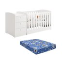 Ver imagem 3 de Berço Americano Multifuncional Atlanta com Cômoda 3 Gavetas com Colchão - Reller - Branco Brilho