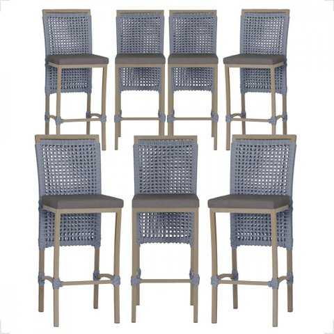 7 Banqueta em Alumínio Roma Fendi Corda Náutica Tecido 11
