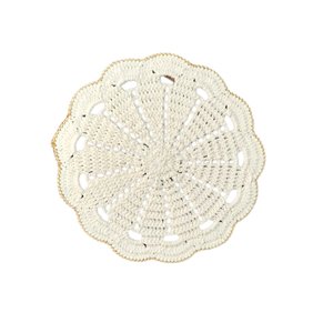 Sousplat Americano Redondo de Mesa em Crochê Crú / Dourado