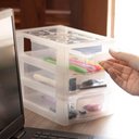 Ver imagem 2 de Mini Gaveteiro para Organizar Transparente 3 Gavetas Maquiagens Jóias Escritório Ordene