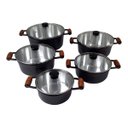 Ver imagem 1 de Conjunto De Panelas Caçarolas Cava 5 Peças Tampa De Vidro Craqueada