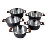 Conjunto De Panelas Caçarolas Cava 5 Peças Tampa De Vidro Craqueada - 1