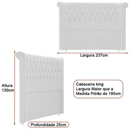 Cabeceira para Cama Box King 237cm Sophy Courino Off White - Sallar Home - 2