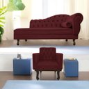 Ver imagem 1 de Kit Diva Recamier Diana 185cm Lado Esquerdo e 01 Poltrona Classic Suede Bordô - ADJ Decor