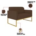 Ver imagem 3 de Kit Namoradeira e 1 Poltrona Decorativa Base Industrial Dourada Maressa S06 Suede Marrom - Ibiza