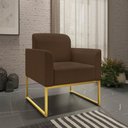 Ver imagem 7 de Kit Namoradeira e 1 Poltrona Decorativa Base Industrial Dourada Maressa S06 Suede Marrom - Ibiza