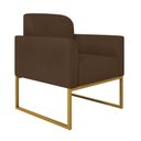 Ver imagem 6 de Kit Namoradeira e 1 Poltrona Decorativa Base Industrial Dourada Maressa S06 Suede Marrom - Ibiza