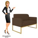 Ver imagem 5 de Kit Namoradeira e 1 Poltrona Decorativa Base Industrial Dourada Maressa S06 Suede Marrom - Ibiza