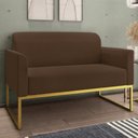 Ver imagem 2 de Kit Namoradeira e 1 Poltrona Decorativa Base Industrial Dourada Maressa S06 Suede Marrom - Ibiza