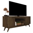 Ver imagem 4 de Rack para TV 50" 55" 60" 65" 2 Portas Sala Buffet Malibu Wood Anto:Ripado Off White/Freijo