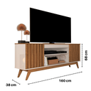 Ver imagem 3 de Rack para TV 50" 55" 60" 65" 2 Portas Sala Buffet Malibu Wood Anto:Ripado Off White/Freijo